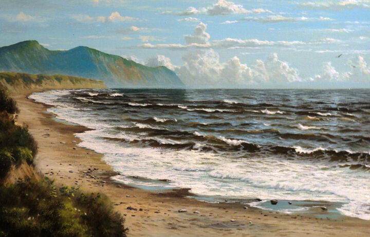 Schilderij getiteld "Gulf of Patience" door Sergey Vasenkin, Origineel Kunstwerk, Olie