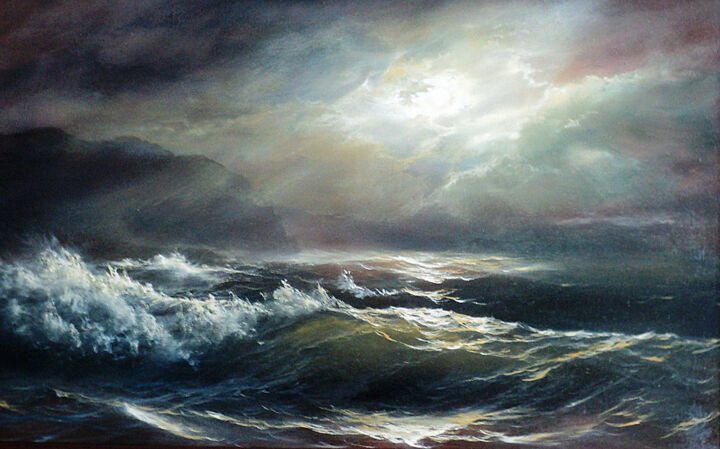 Painting titled "Storm" by Sergey Vasenkin, Original Artwork, Oil