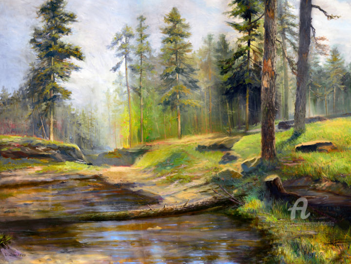 Картина под названием "Forest Symphony" - Sergey Lutsenko, Подлинное произведение искусства, Масло