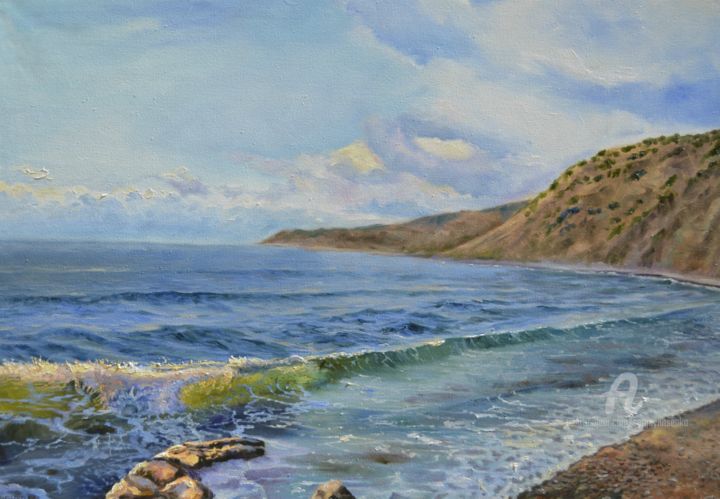 Painting titled "Summer by the sea" by Sergey Lutsenko, Original Artwork