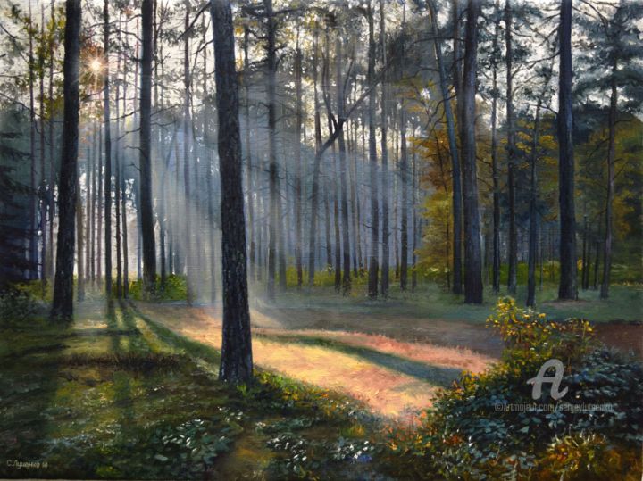 Картина под названием "Autumn is coming" - Sergey Lutsenko, Подлинное произведение искусства, Масло