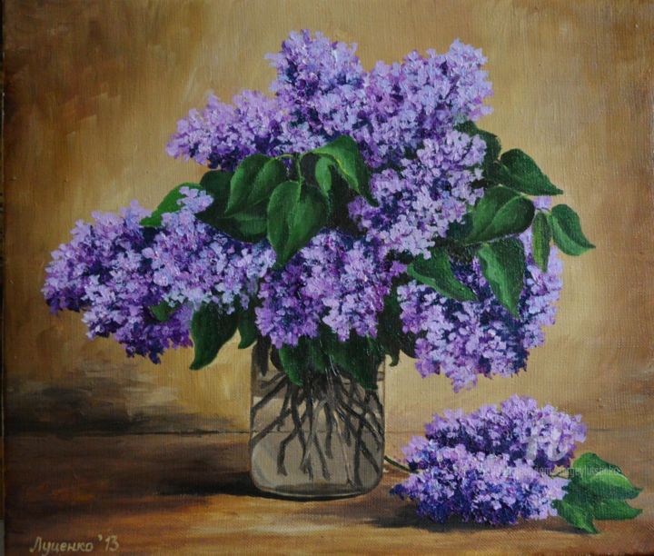 Pintura titulada "lilac mood" por Sergey Lutsenko, Obra de arte original