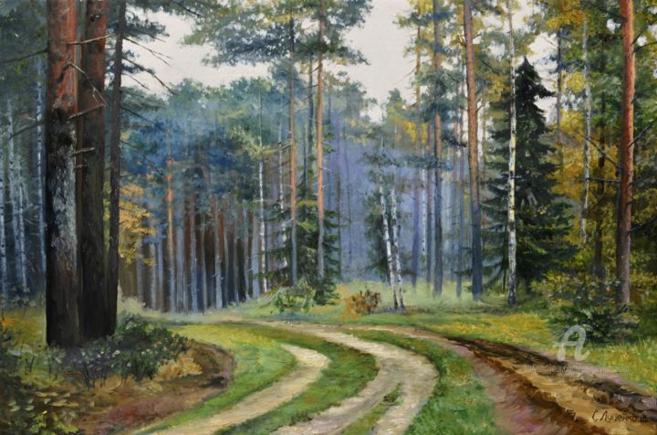 「In the woods」というタイトルの絵画 Sergey Lutsenkoによって, オリジナルのアートワーク