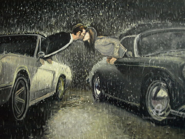 Malerei mit dem Titel "Goodbye kiss" von Sergey Lutsenko, Original-Kunstwerk, Öl