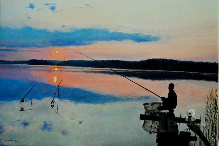 Картина под названием "Morning biting" - Sergey Lutsenko, Подлинное произведение искусства, Масло