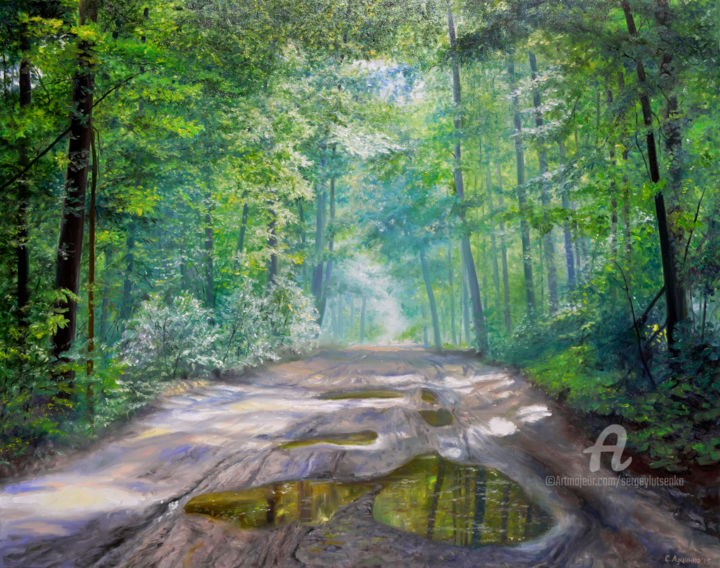 Painting titled "A road to the bee y…" by Sergey Lutsenko, Original Artwork