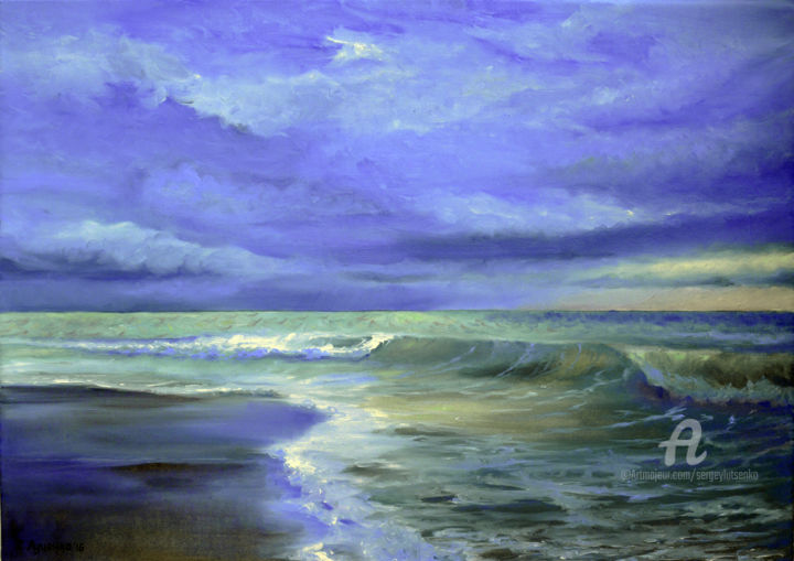 Painting titled "Freshness of the sea" by Sergey Lutsenko, Original Artwork