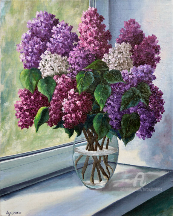 Pintura titulada "Spring bouquet" por Sergey Lutsenko, Obra de arte original, Oleo