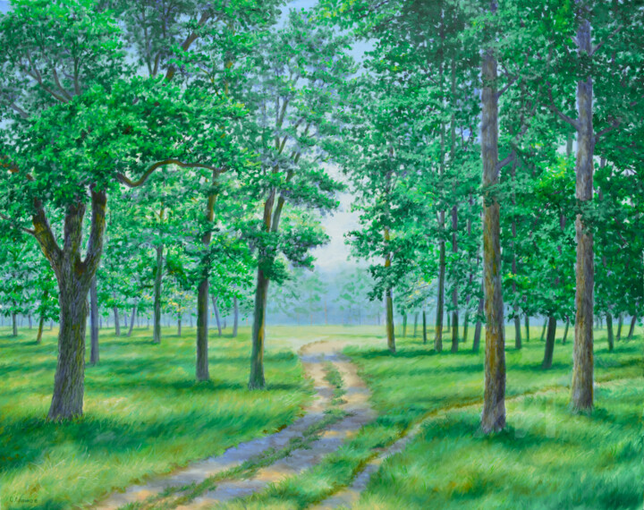 Painting titled "The middle of summer" by Sergey Lutsenko, Original Artwork, Oil