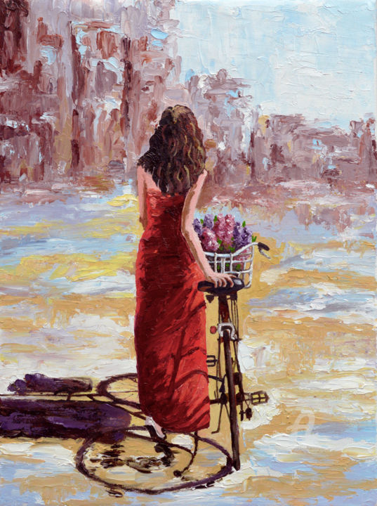 Картина под названием "Spring walk" - Sergey Lutsenko, Подлинное произведение искусства, Масло