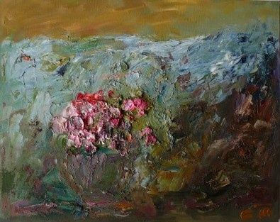 Картина под названием "Цветы" - Сергей Тригубенко, Подлинное произведение искусства