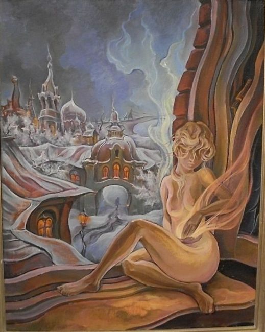 Картина под названием "Игра с огнём." - Сергей Владимиров, Подлинное произведение искусства