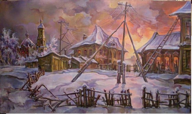 Painting titled "Тобольские сумерки." by Sergei Vladimirov, Original Artwork