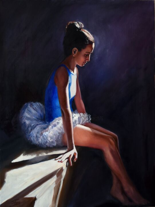Peinture intitulée "At the ballet school" par Serghei Ghetiu, Œuvre d'art originale, Huile