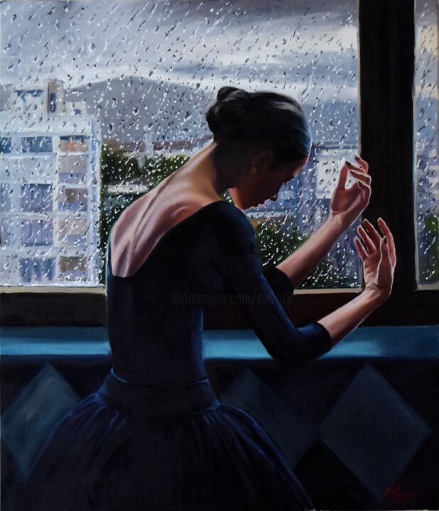 Painting titled "Dancing with the ra…" by Serghei Ghetiu, Original Artwork, Oil