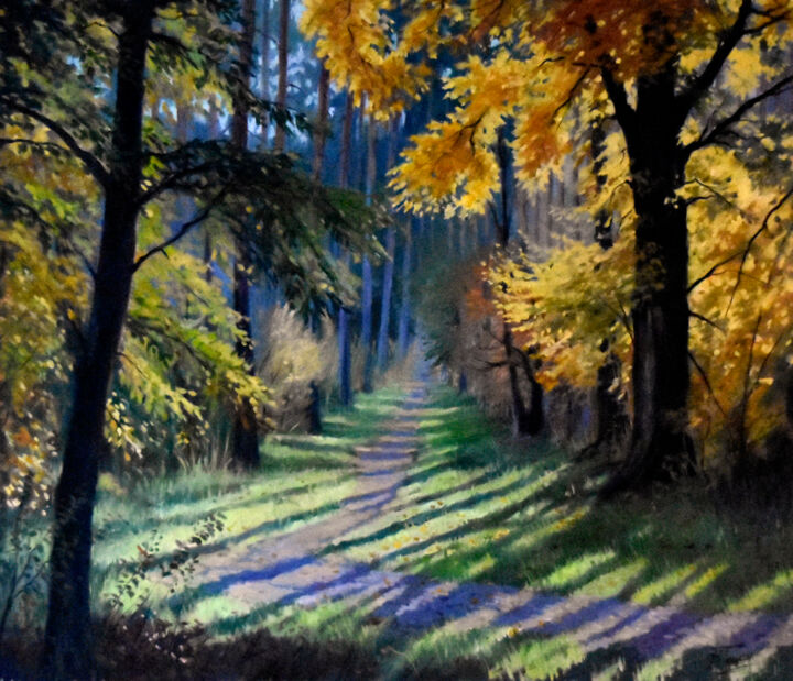 Pintura intitulada "The Indian summer II" por Serghei Ghetiu, Obras de arte originais, Óleo