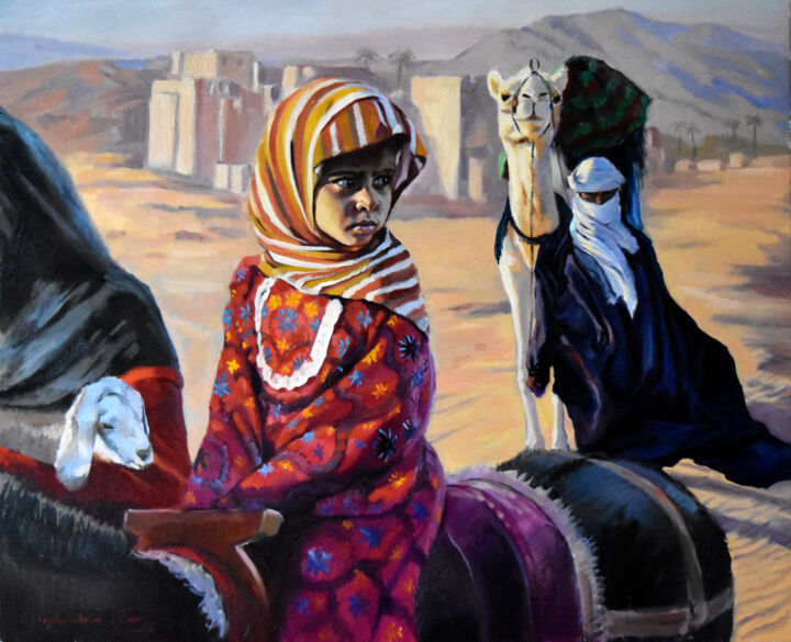 Painting titled "The child of desert" by Serghei Ghetiu, Original Artwork, Oil