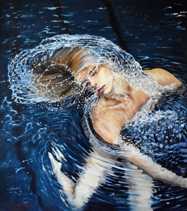 Painting titled "Water euphoria" by Serghei Ghetiu, Original Artwork, Oil