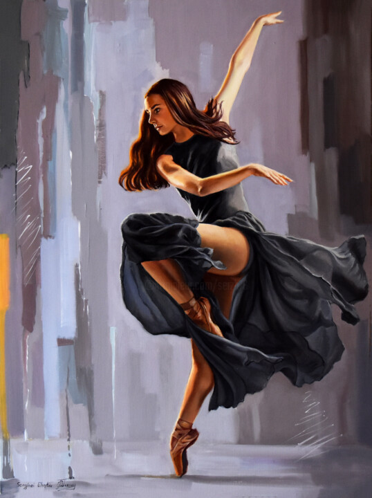 Painting titled "The beauty of dance…" by Serghei Ghetiu, Original Artwork, Oil Mounted on Wood Stretcher frame