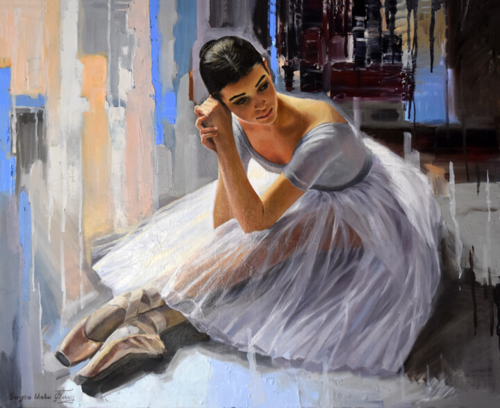 Картина под названием "Je suis ballerine V" - Serghei Ghetiu, Подлинное произведение искусства, Масло Установлен на Деревянн…