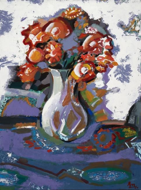 Painting titled "Flowers" by Serghei Nantoi, Original Art,