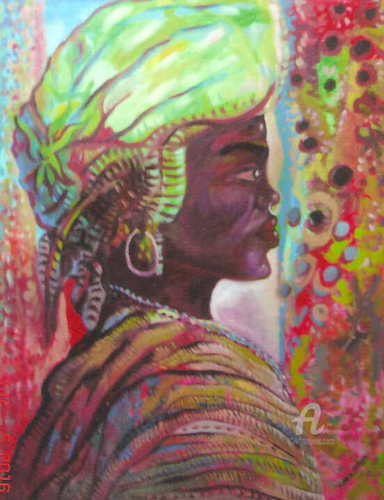 Peinture intitulée "Sangre Africana" par Sergio Cabeza, Œuvre d'art originale, Huile