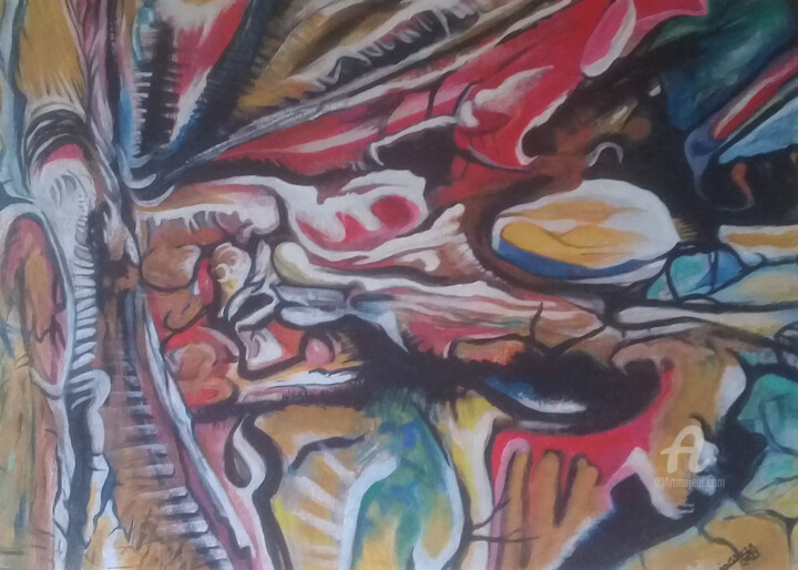 Pittura intitolato "Patas y Cuernos." da Sergio Cabeza, Opera d'arte originale, Olio