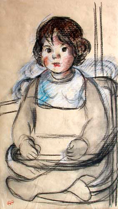 Drawing titled "Studio bambino past…" by Sergio Carcereri, Original Artwork, Charcoal