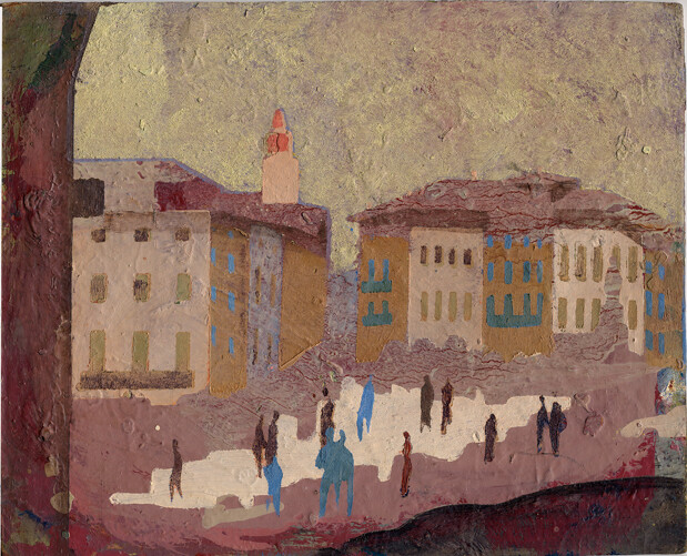 Pittura intitolato "Piazza Garibaldi a…" da Sergio Carcereri, Opera d'arte originale, Olio
