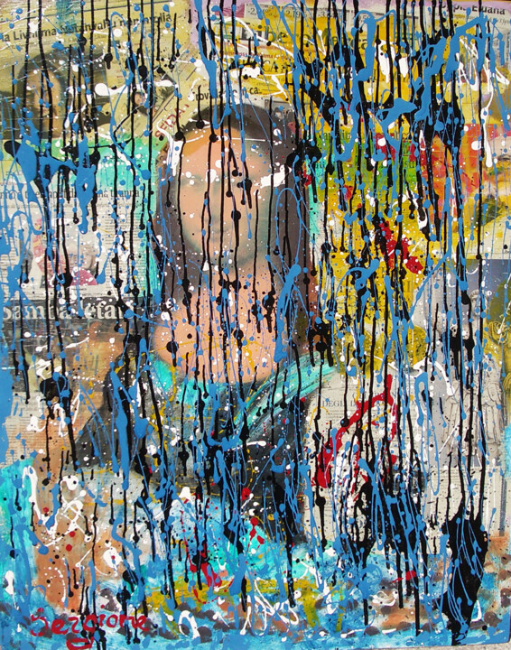 제목이 "Povera Gioconda"인 미술작품 Sergio Carcereri로, 원작, 기름 목재 패널에 장착됨