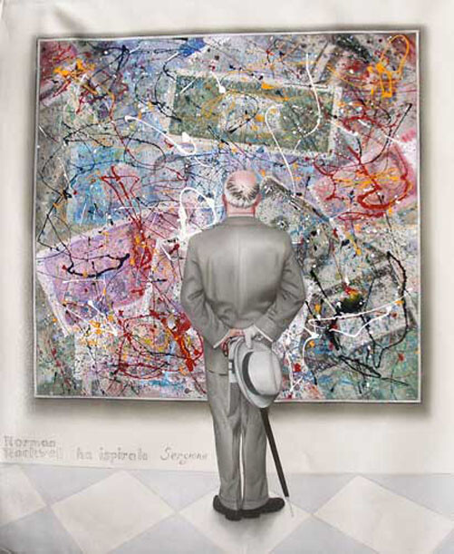 Peinture intitulée "Norman Rockwell ha…" par Sergio Carcereri, Œuvre d'art originale, Huile