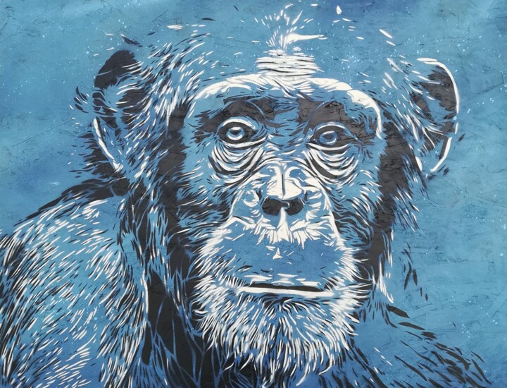 Malarstwo zatytułowany „Monkey see Monkey do” autorstwa Sérgio Clemente, Oryginalna praca, Akryl Zamontowany na Panel drewni…