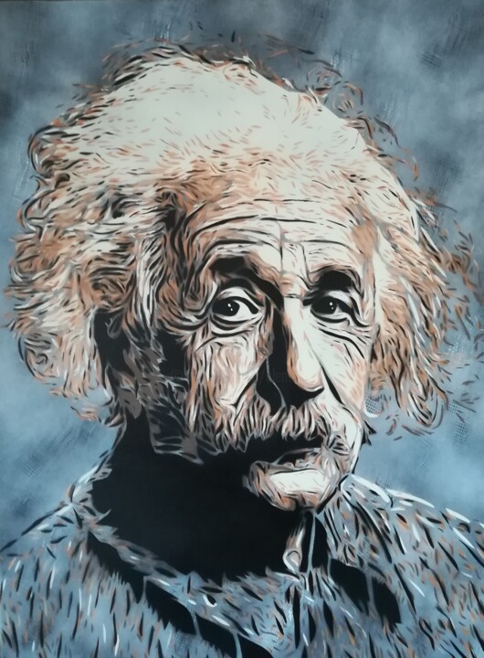 Painting titled "Albert Einstein" by Sérgio Clemente, Original Artwork, Acrylic