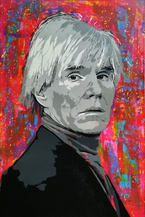 Painting titled "Andy Warhol" by Sérgio Clemente, Original Artwork, Acrylic