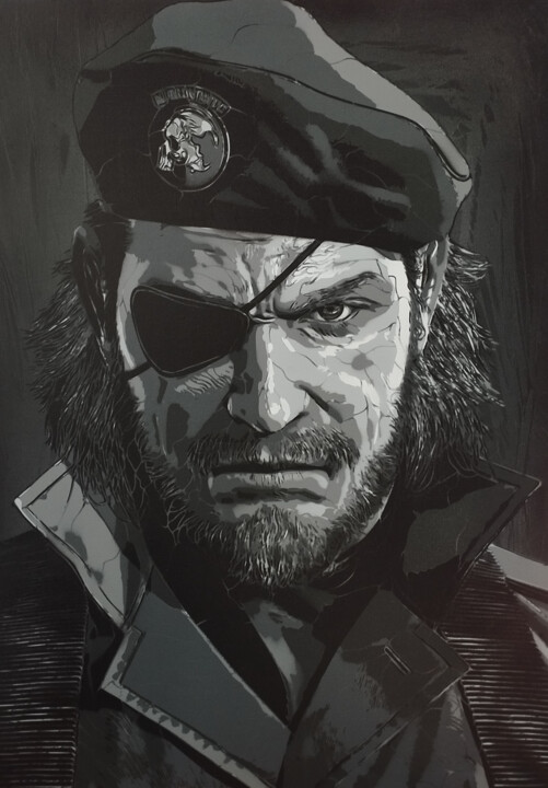 Painting titled "Solid Snake" by Sérgio Clemente, Original Artwork, Acrylic