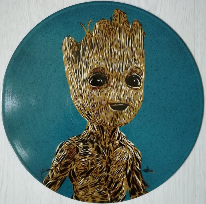 Painting titled "Baby Groot" by Sérgio Clemente, Original Artwork, Spray paint