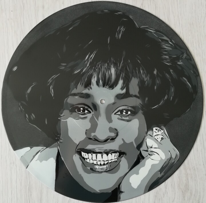 Painting titled "Whitney Houston" by Sérgio Clemente, Original Artwork, Spray paint