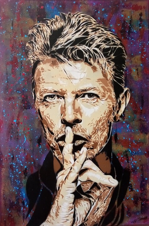 Pintura intitulada "David Bowie Shut Yo…" por Sérgio Clemente, Obras de arte originais, Acrílico