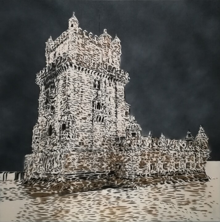 Pittura intitolato "Torre de Belém" da Sérgio Clemente, Opera d'arte originale, Acrilico
