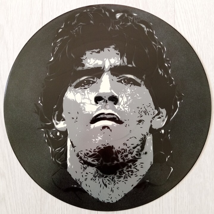 Painting titled "Maradona" by Sérgio Clemente, Original Artwork, Acrylic