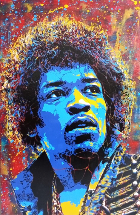 Malerei mit dem Titel "Jimi Hendrix "Exper…" von Sérgio Clemente, Original-Kunstwerk, Acryl