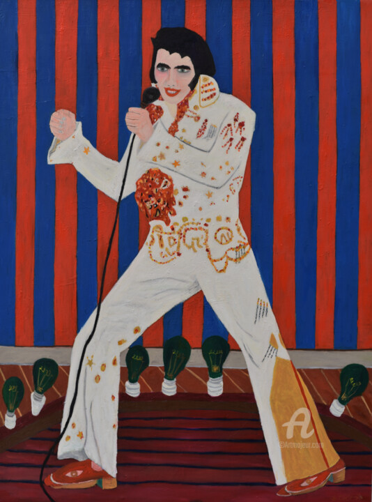 Painting titled "Elvis" by Sergio Gio, Original Artwork, Oil