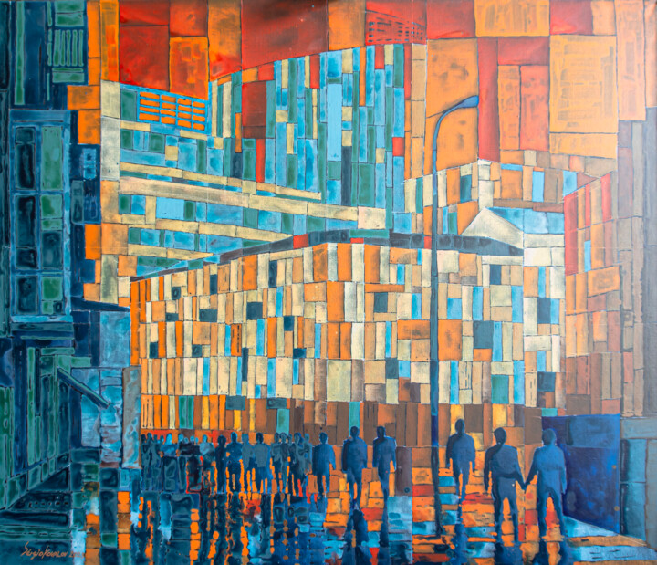 Pittura intitolato "Urban Kyiv" da Sergio Kovalov, Opera d'arte originale, Acrilico