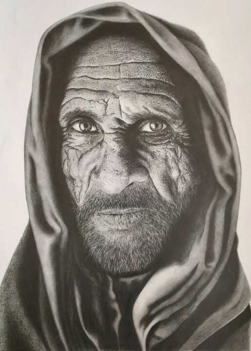 Dessin intitulée "Homem do deserto" par Sergio Macedo Cardoso, Œuvre d'art originale, Crayon