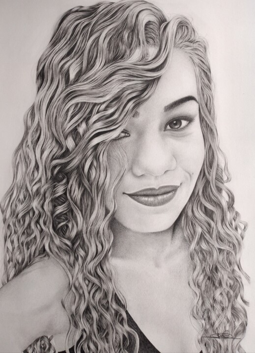 Drawing titled "Menina" by Sergio Macedo Cardoso, Original Artwork, Pencil