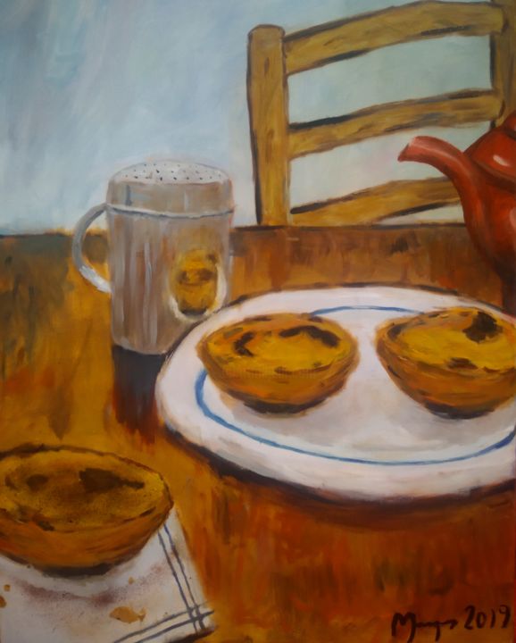 Painting titled "Pastéis de Belém" by Sérgio Marques, Original Artwork, Oil