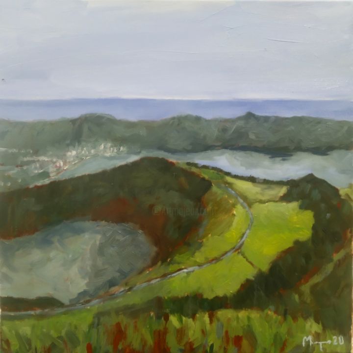 Painting titled "Sete cidades" by Sérgio Marques, Original Artwork, Oil