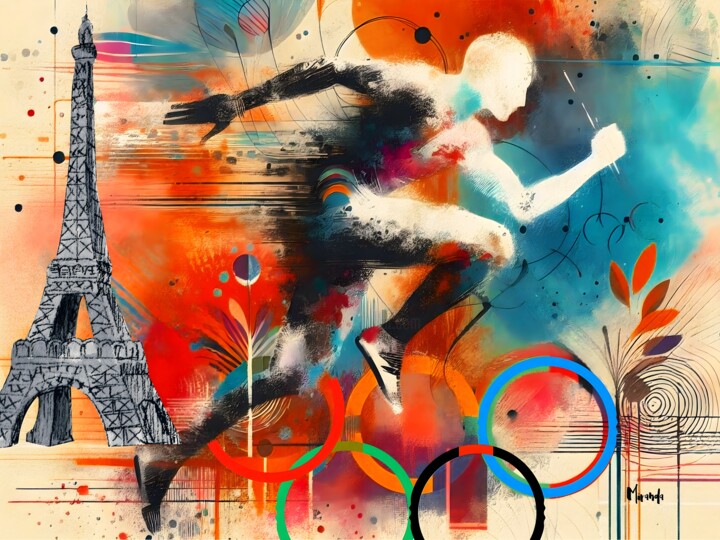 Digital Arts titled "Arte e esporte" by Sérgio Miranda, Original Artwork, AI generated image