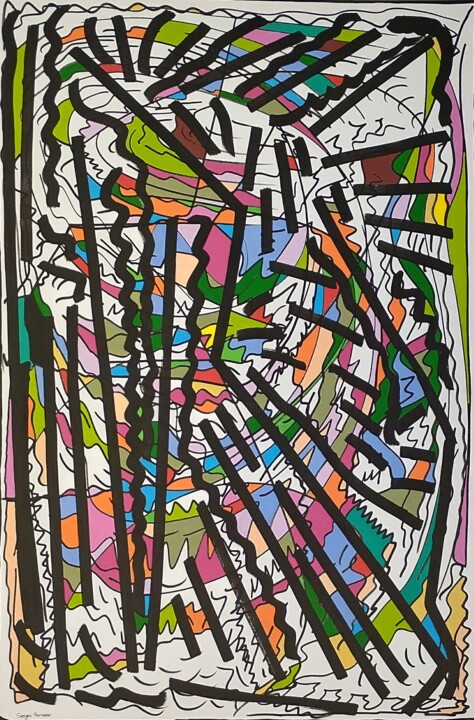 Pintura titulada "Código energético y…" por Sergio Romero, Obra de arte original, Acrílico Montado en Bastidor de camilla de…