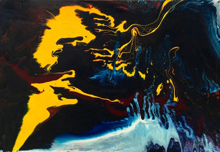 Painting titled "Nebula" by Sergio Velo, Original Artwork, Enamel